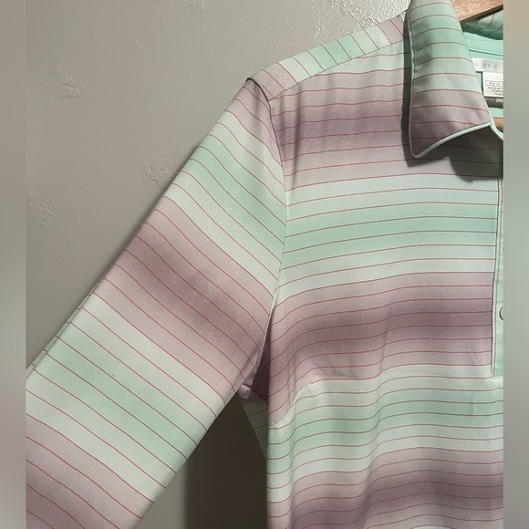 NIKE Golf Dri-Fit Top Green White Striped - Picture 3 of 9